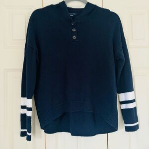 American Eagle Navy Hooded Sweater with White Stripes Size XS